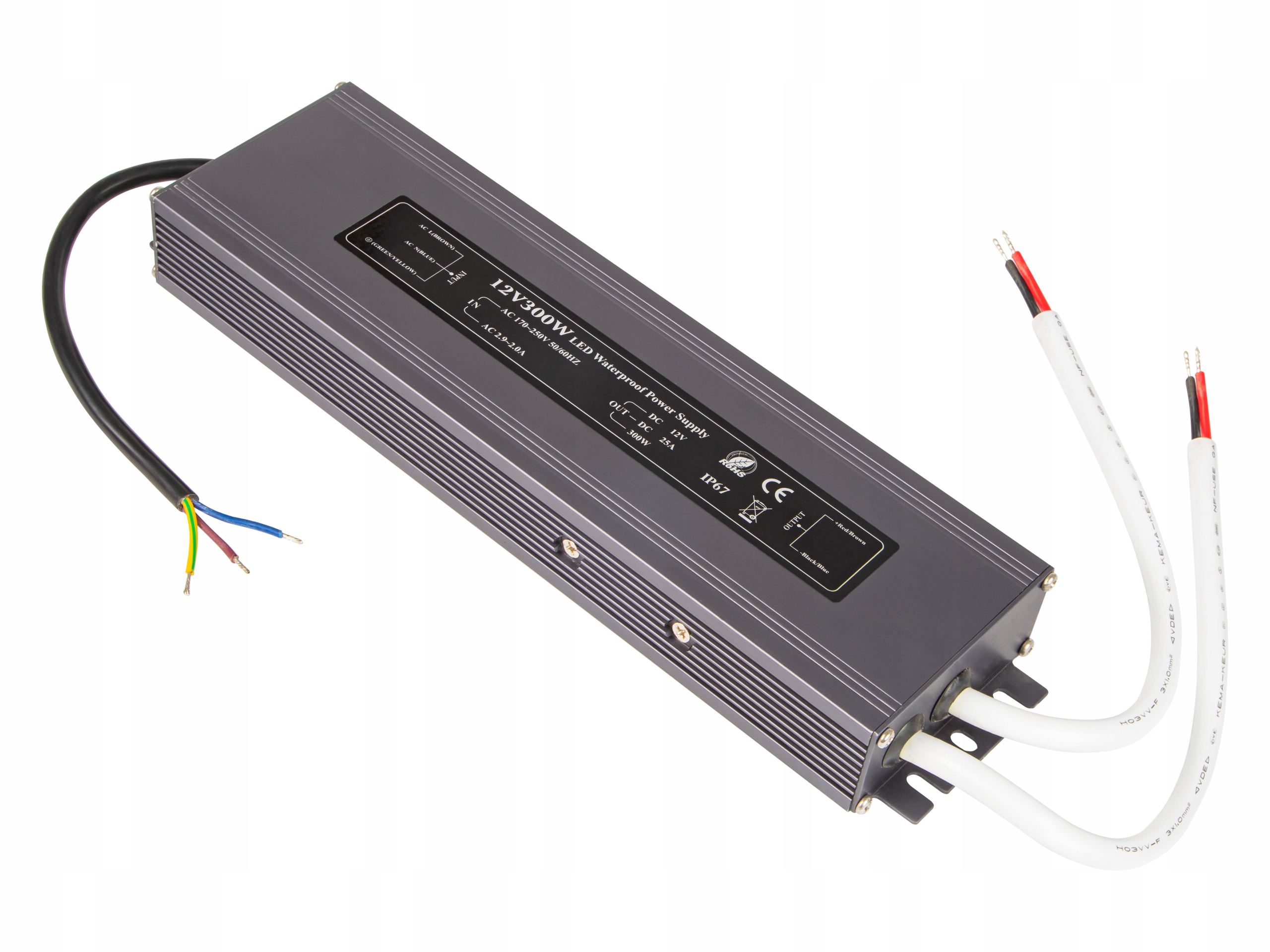 Napájecí Zdroj Pro Led Pásky IP67 Voděodolný 12V 25A 300W Ultra Tenký Montážní
