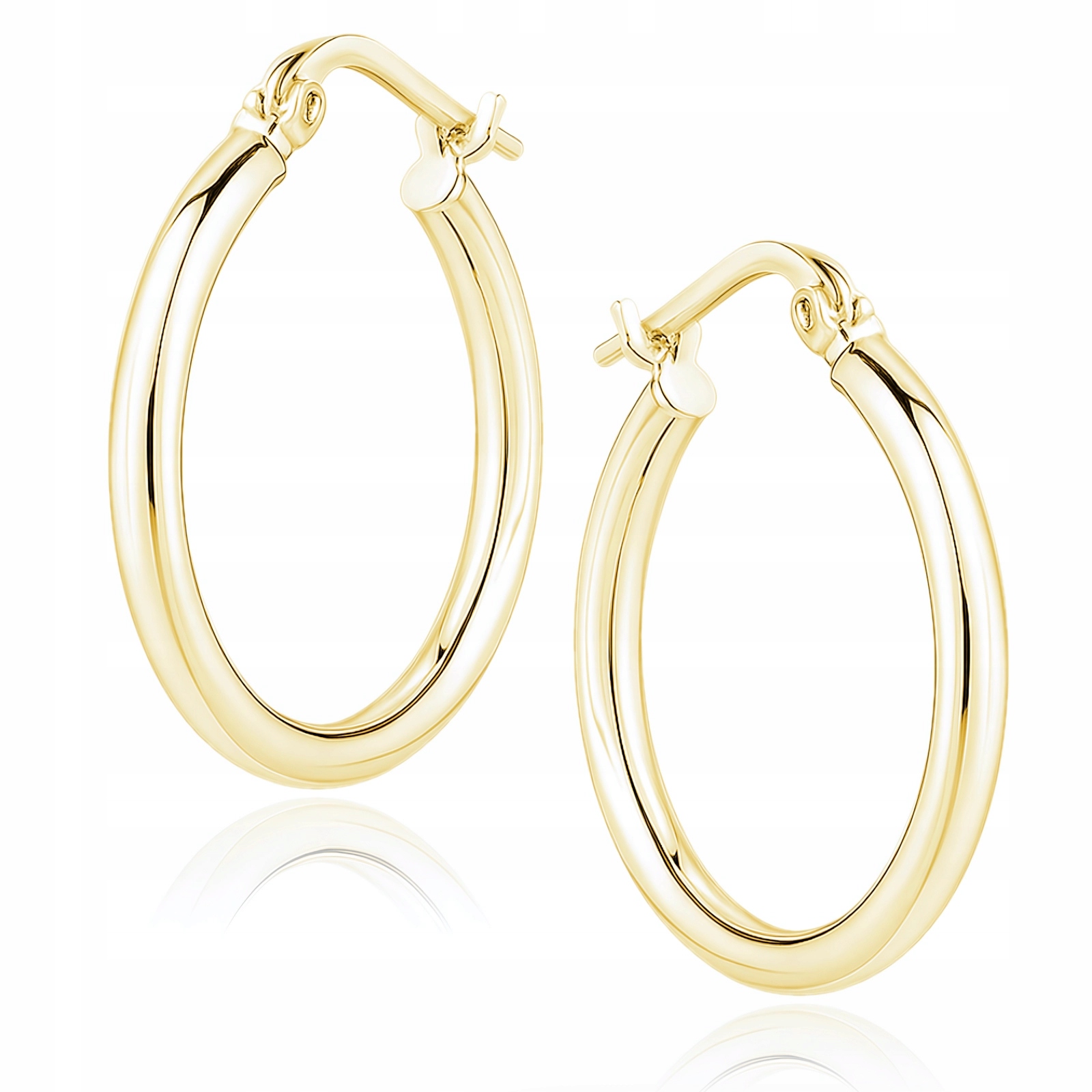 Klasyczne Pozłacane Srebrne Kolczyki Gładkie Grube Koła Kółka 2.1CM Srebro