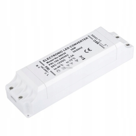 

Zasilacz meblowy do taśm Led 12V 2,5A 30W