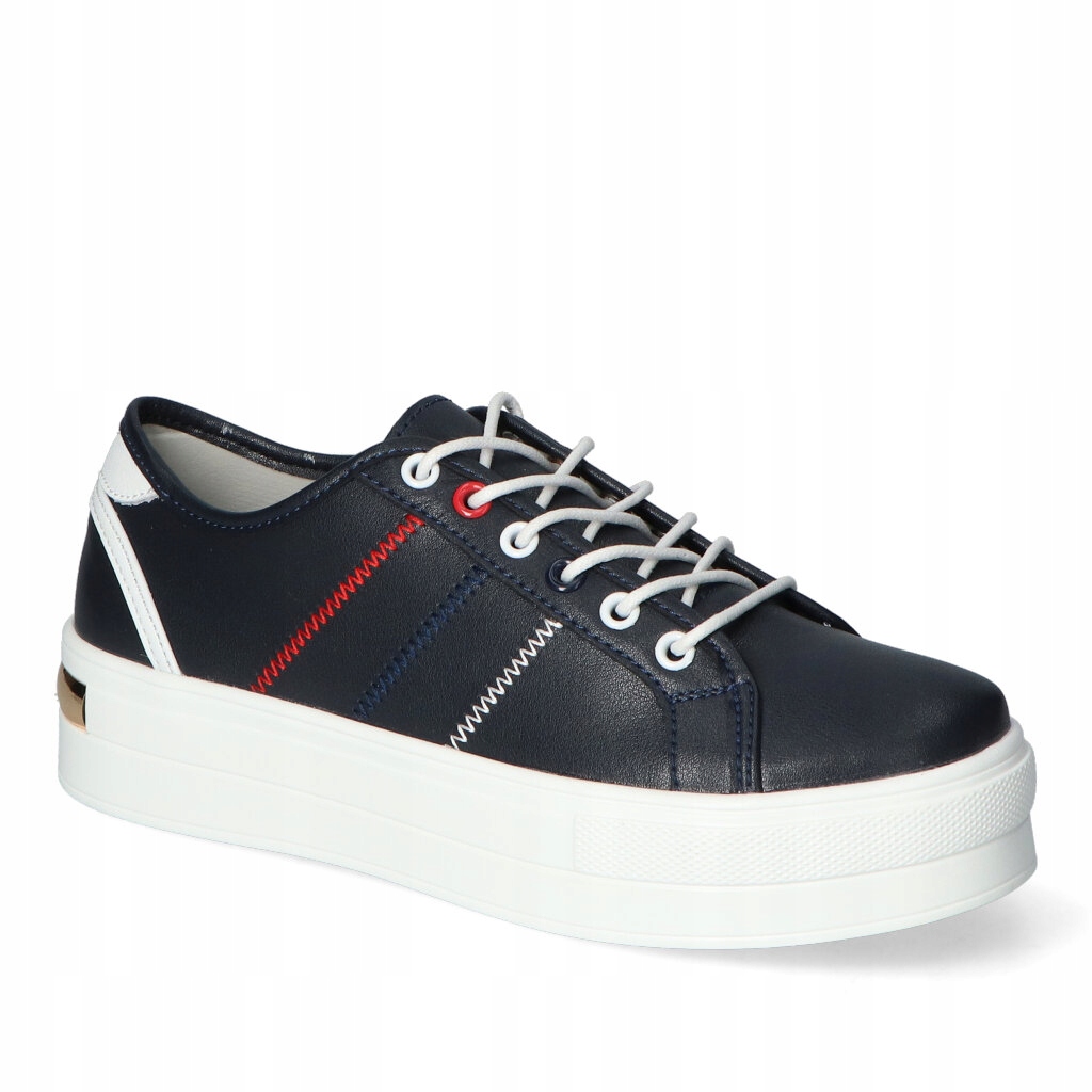 Tmavě modré dámské tenisky Goodin Přírodní kůže Ozdobné prošití 39