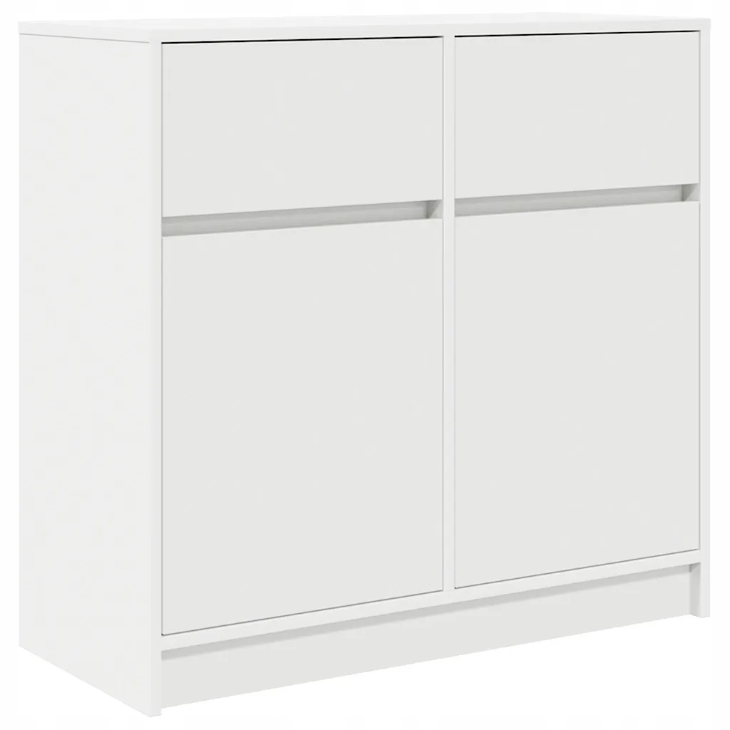 Bílá komoda se 2 zásuvkami a 2 dveřmi, 80 x 34 x 76 cm