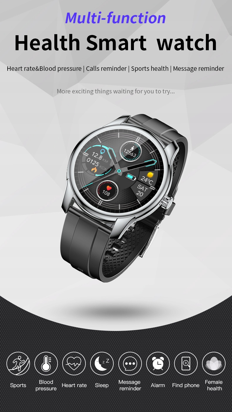 Smart Watch Heart Rate Blood Monitor Pressure Marka bez marki