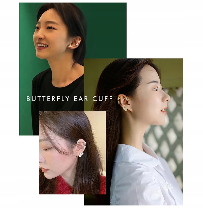 SHINY EARRING WITH BUTTERFLIES AND A HEART Materiał akryl