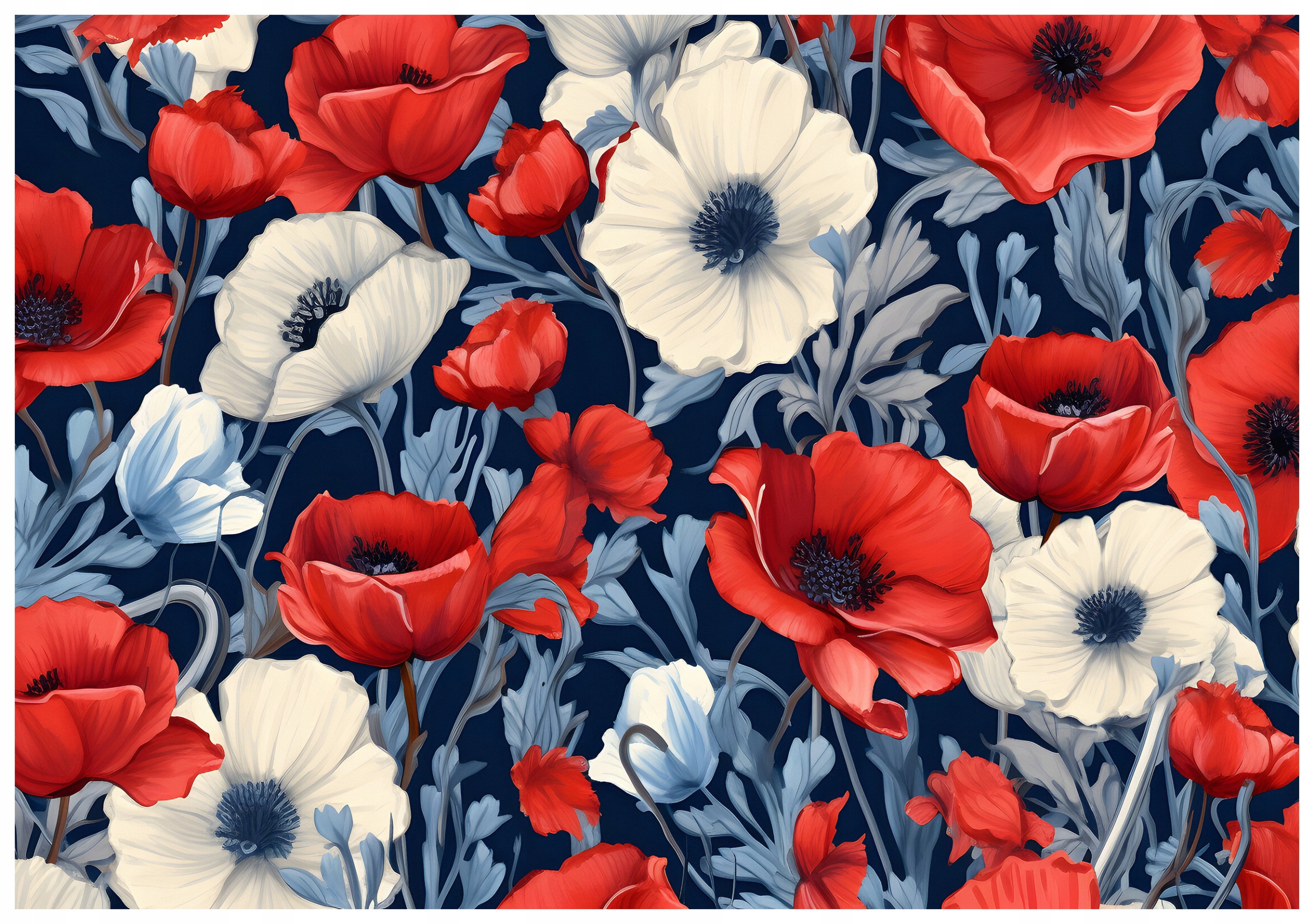 Fototapeta Máky a anémony Červené na tmavě modrém vinylu 208x146 lepidlo