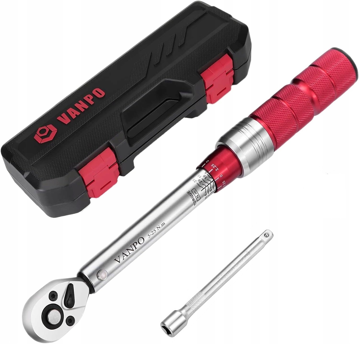 KLUCZ DYNAMOMETRYCZNY VANPO 5-25NM WIELKI ZESTAW WALIZKA GRZECHOTKA PRO