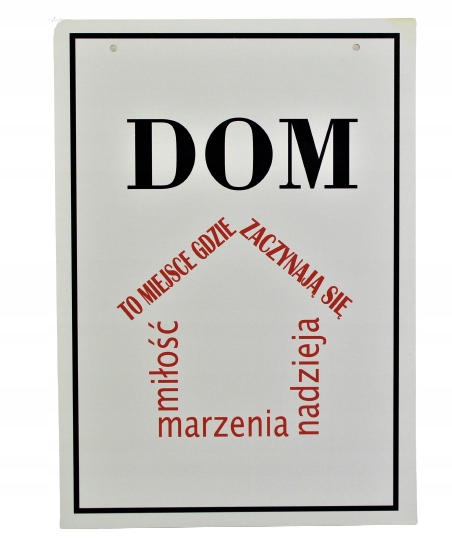 Tabliczka Okazjonalna Nadruk DOM MIŁOŚĆ MARZENIA NADZIEJA