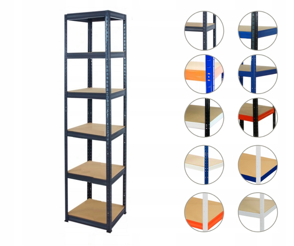 Kovový regál, skladový garážový regál Helios premium 196x050x50 6 polic