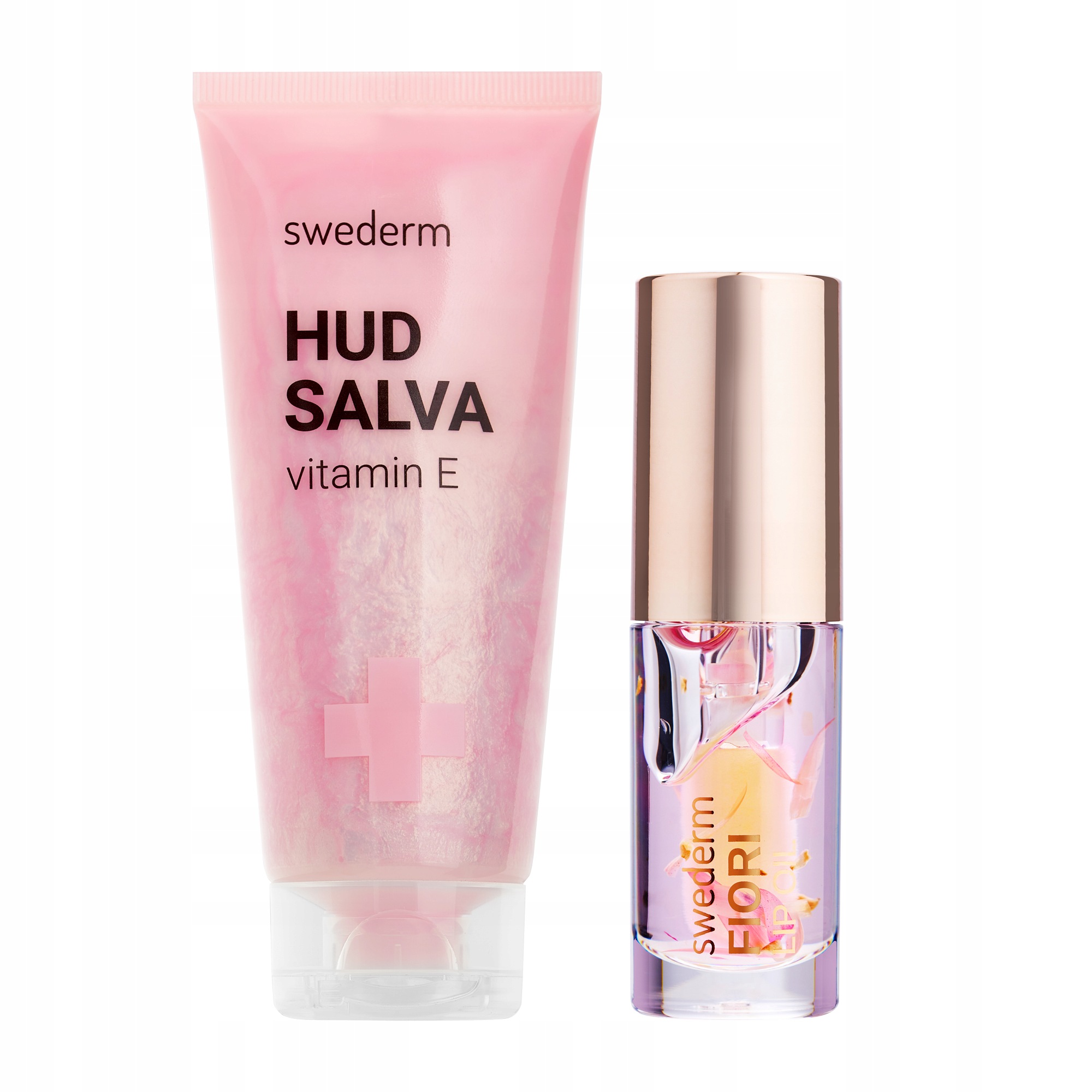 Zestaw Swederm krem Hudsalva Vitamin E olejek do ust Fiori Lip Oil