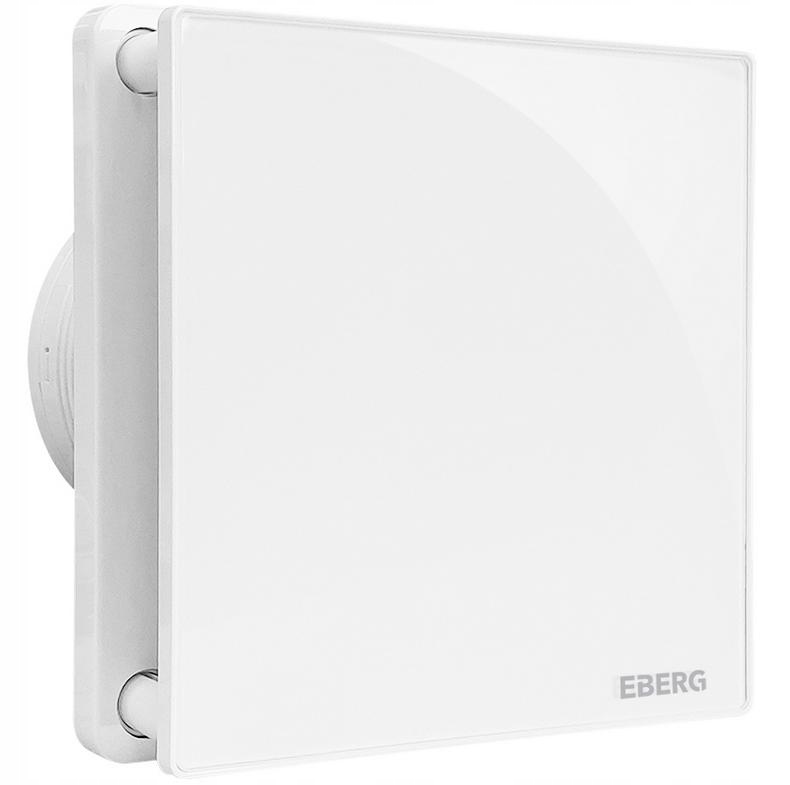 Wentylator łazienkowy Eberg Evo 100 biały mat Szklany panel Timer klapa