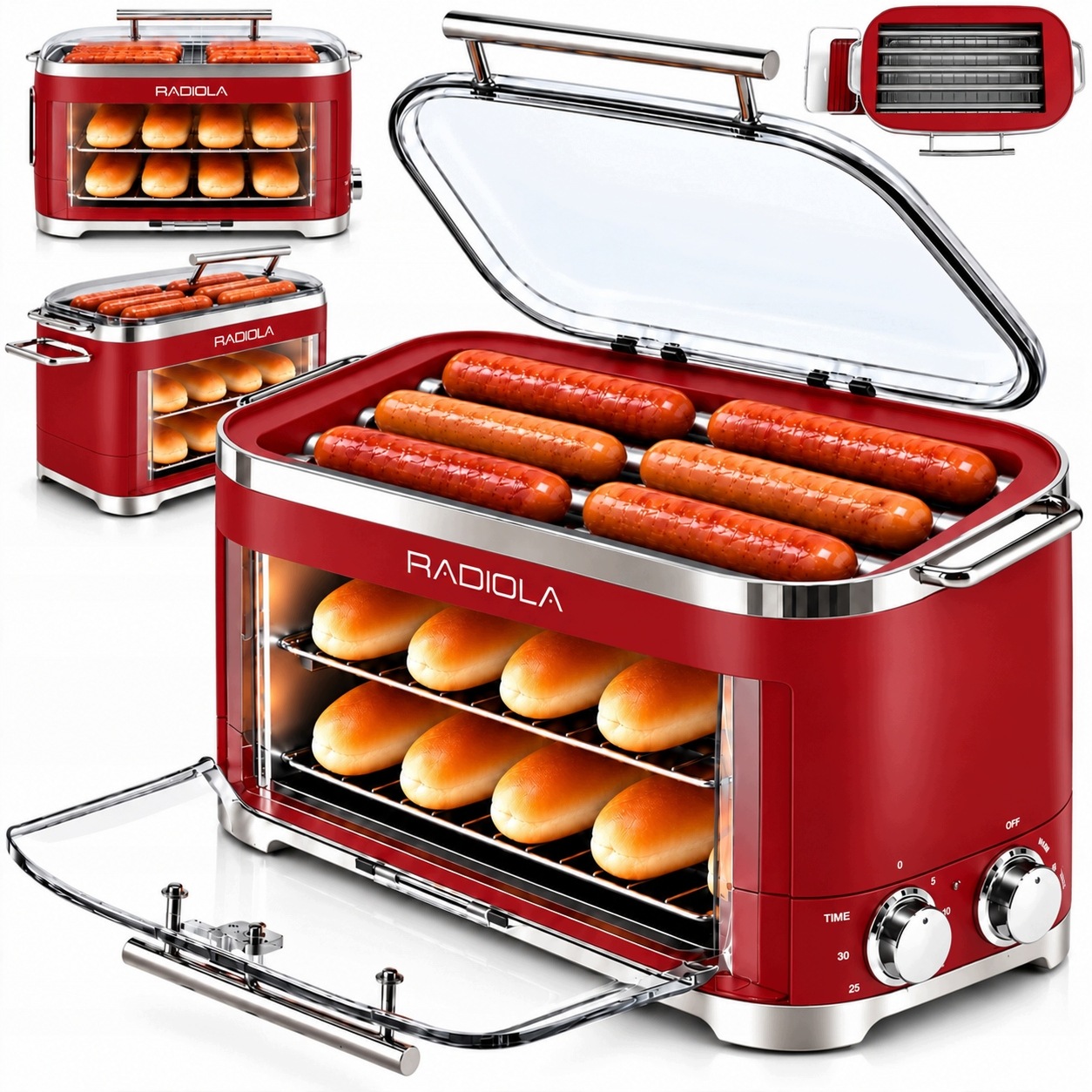 Maszyna do hot dogów Radiola grill rolkowy do parówek opiekacz bułek 2W1