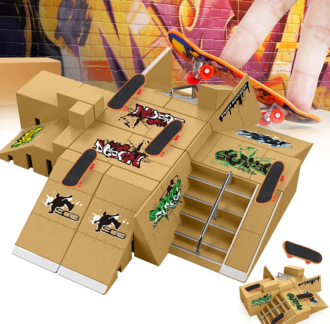 Fingerboard Skatepark Zestaw Rampa Deska Na Palce Deck Rampy 4 Deskorolka