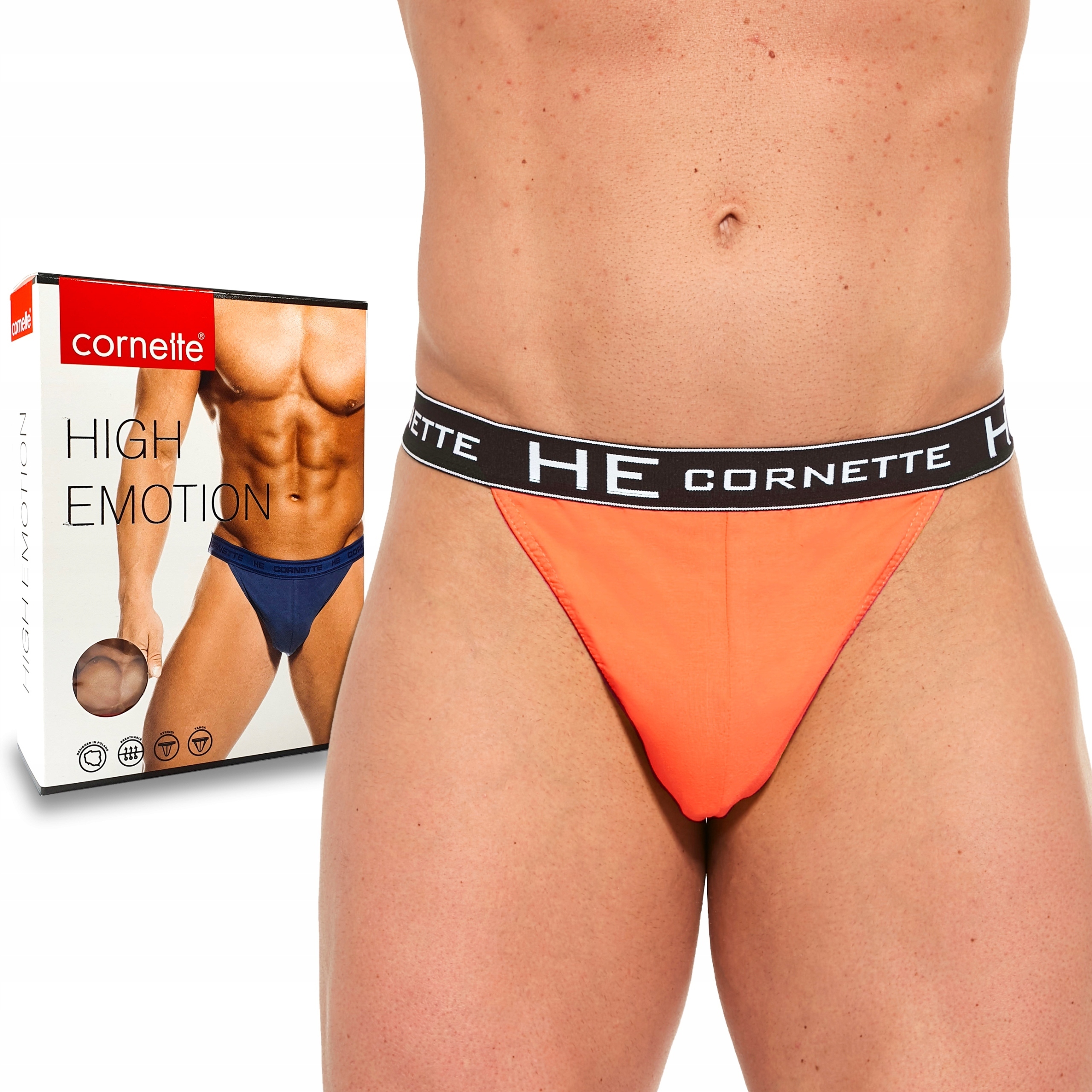 Cornette Pánské slipy Tanga Bavlněné oranžové XXL