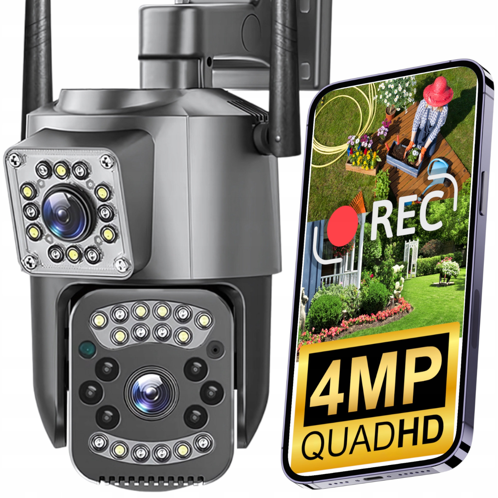 Venkovní Dvojitá Otočná Kamera QuadHD 4MPX Wifi Ip Smart Detekce 2K