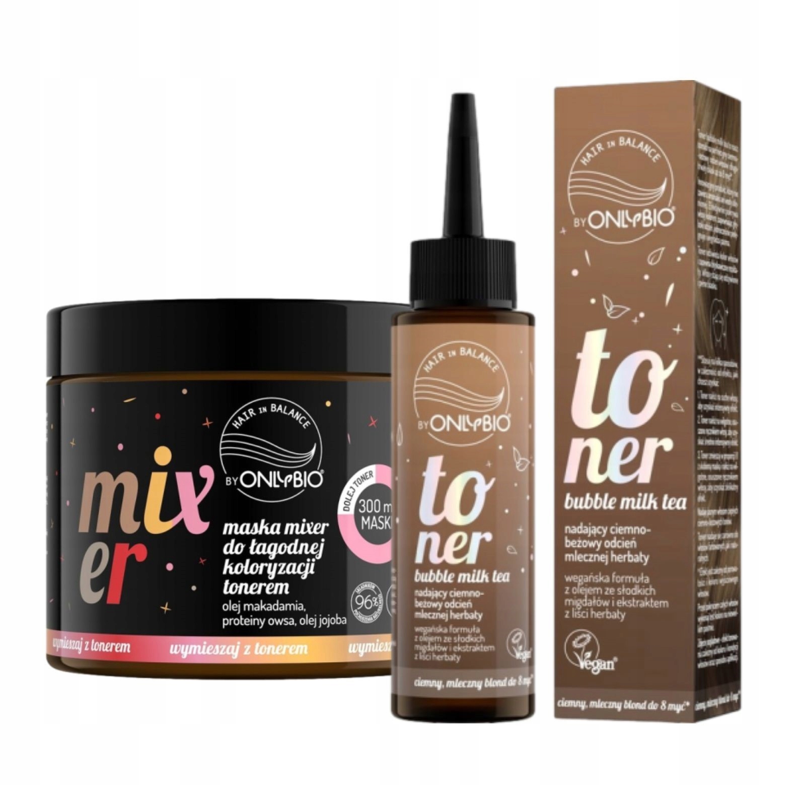 Onlybio Toner na vlasy Barva Bubble Milk Tea Maska Mixer Set