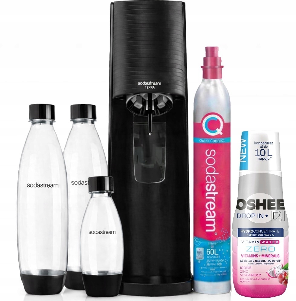 Saturátor na perlivú vodu SodaStream Terra čierny 3 fľaše plyn Syrop