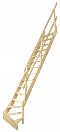 Mlynářské schody Kodaň 645 mm Ošetření Pravé schody do podkroví s zábradlím