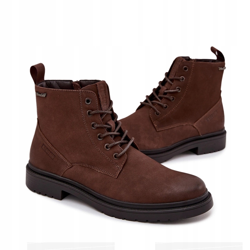 Kotníkové Boty Pánské Zateplené Na Zip Kůže Big Star OO174149 Čokoládové 43