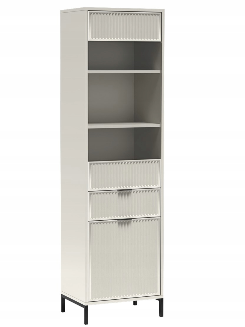 WITRYNA stojąca LS-5 ryflowane fronty KASZMIR + CZARNE NOGI