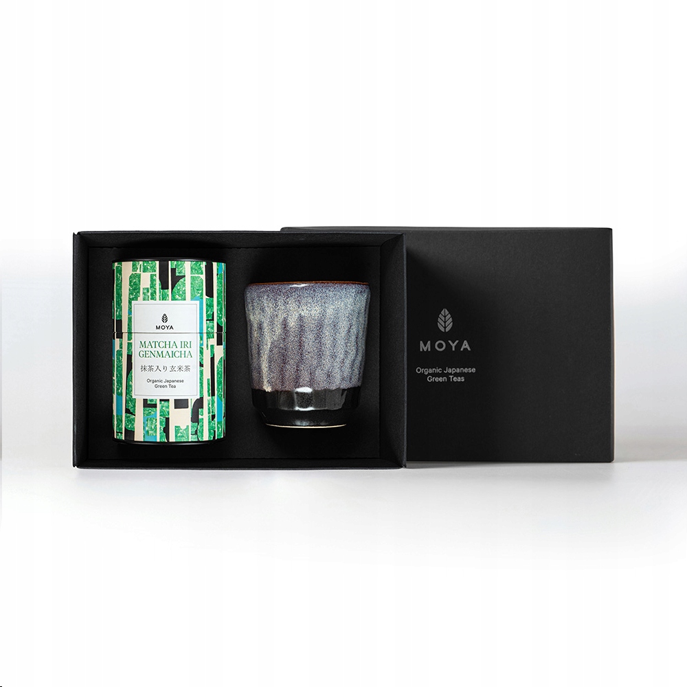 Levně Sada zelený čaj Moya Matcha Iri Genmaicha a hrnek Murasaki