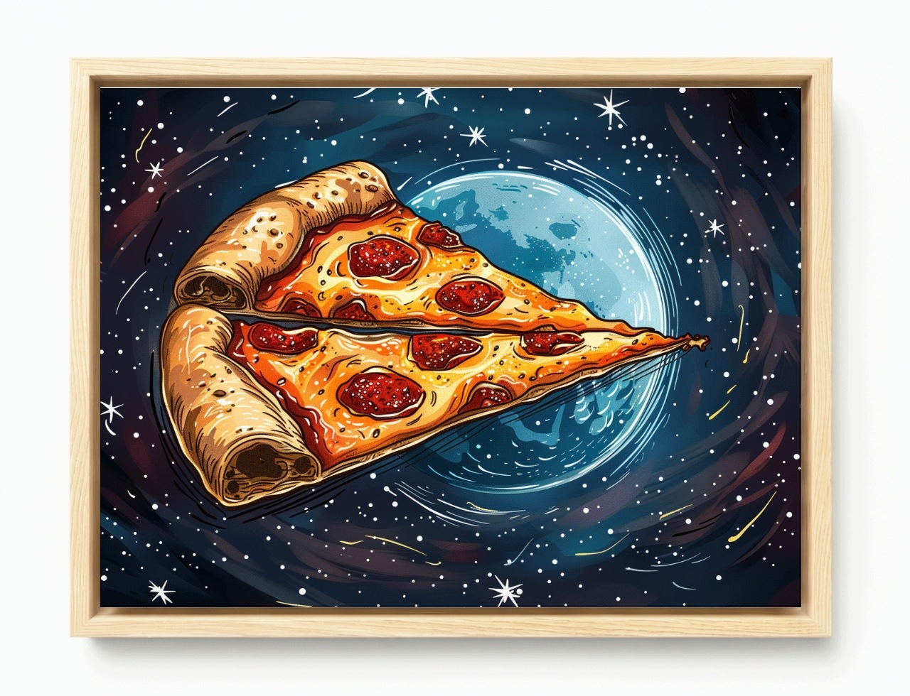 Obraz Rama American Box Grafika Komiks Kosmos Hviezdy Námorná Loď Pizza 80x60