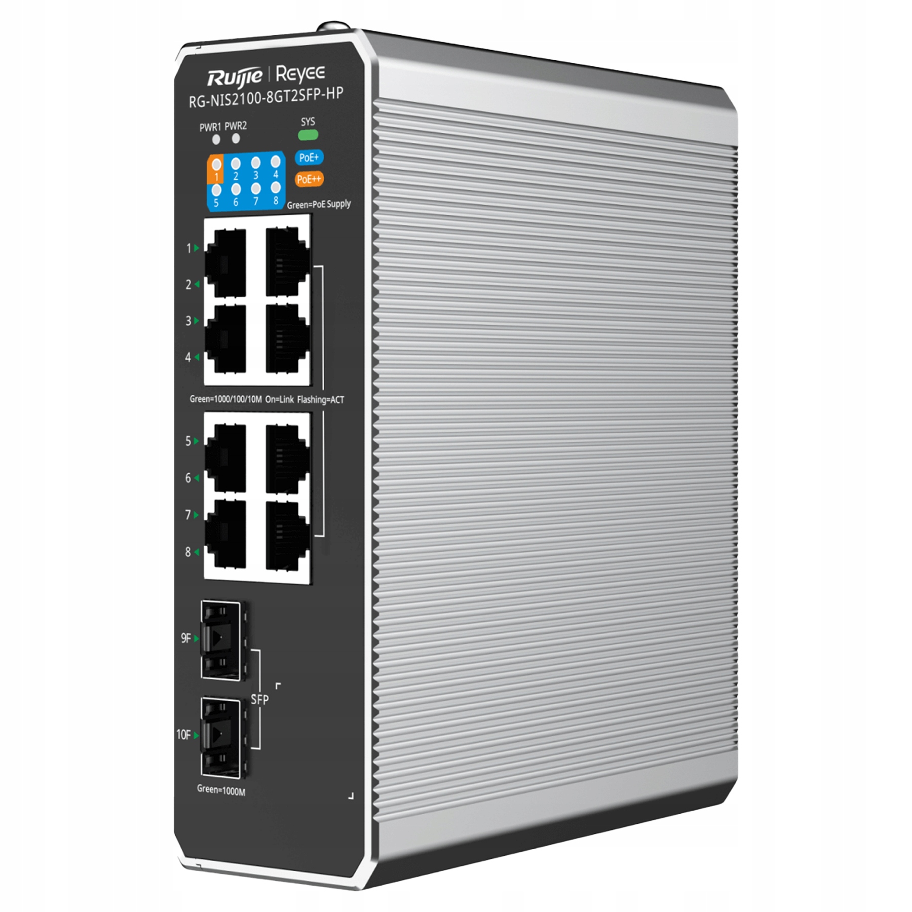 Priemyselný Prepínač Poe RG-NIS2100-8GT2SFP-HP 8-PORTOVÝ 2X Sfp Reyee