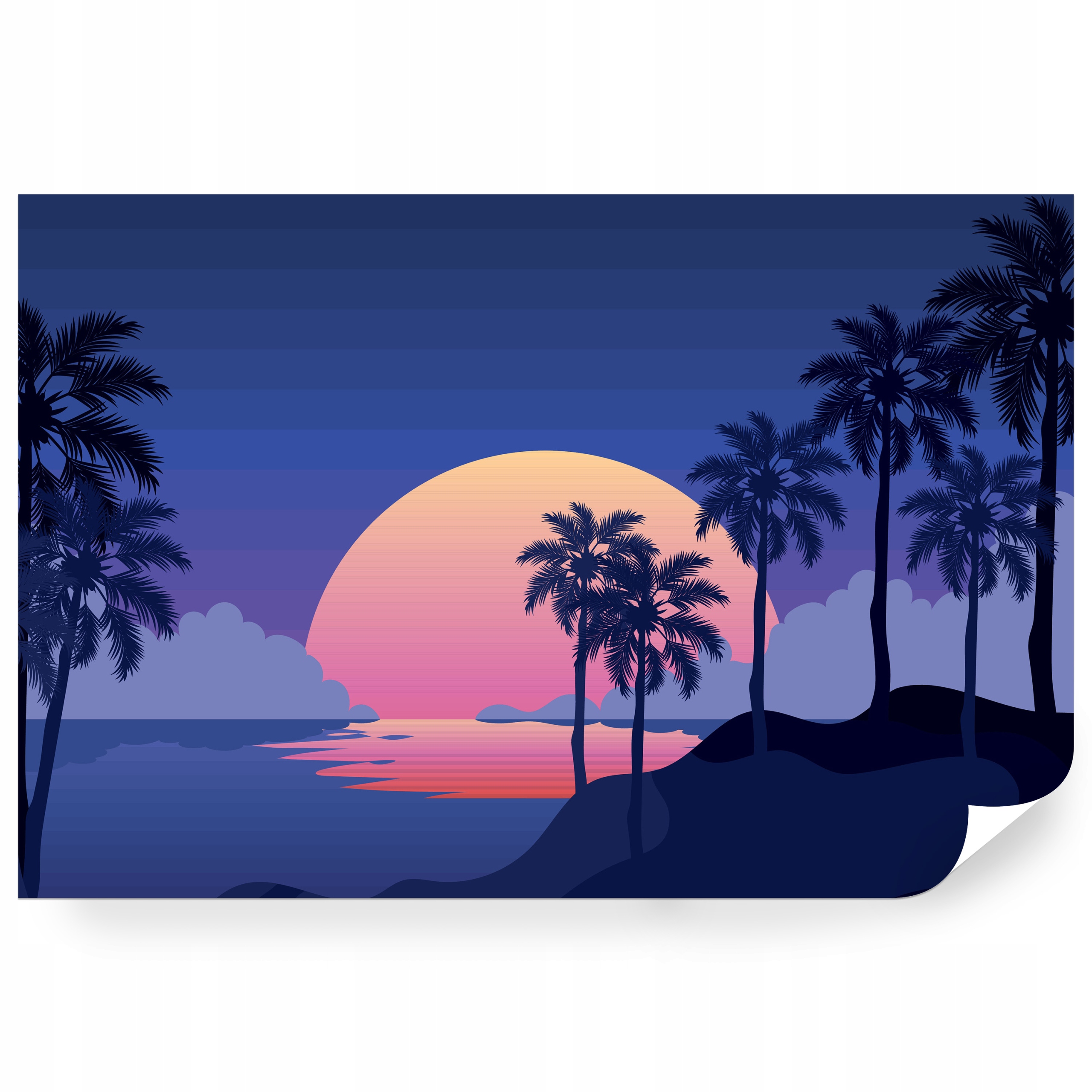 Fototapeta samolepicí Grafický Západ Slunce Na Pláži 208 x 146 cm