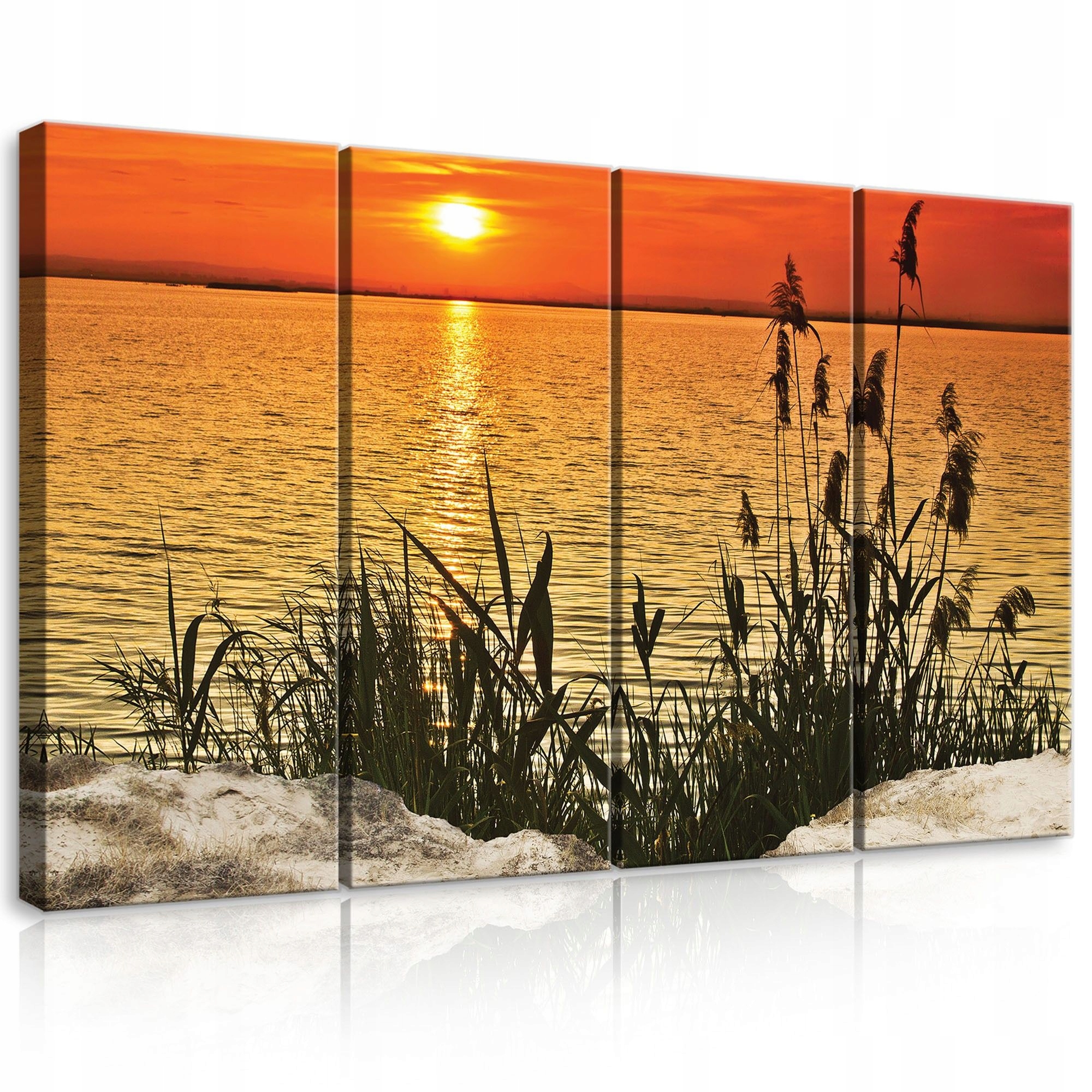 Obraz 120x80 Západ slnka jazero trstina príroda pokoj harmónia večer