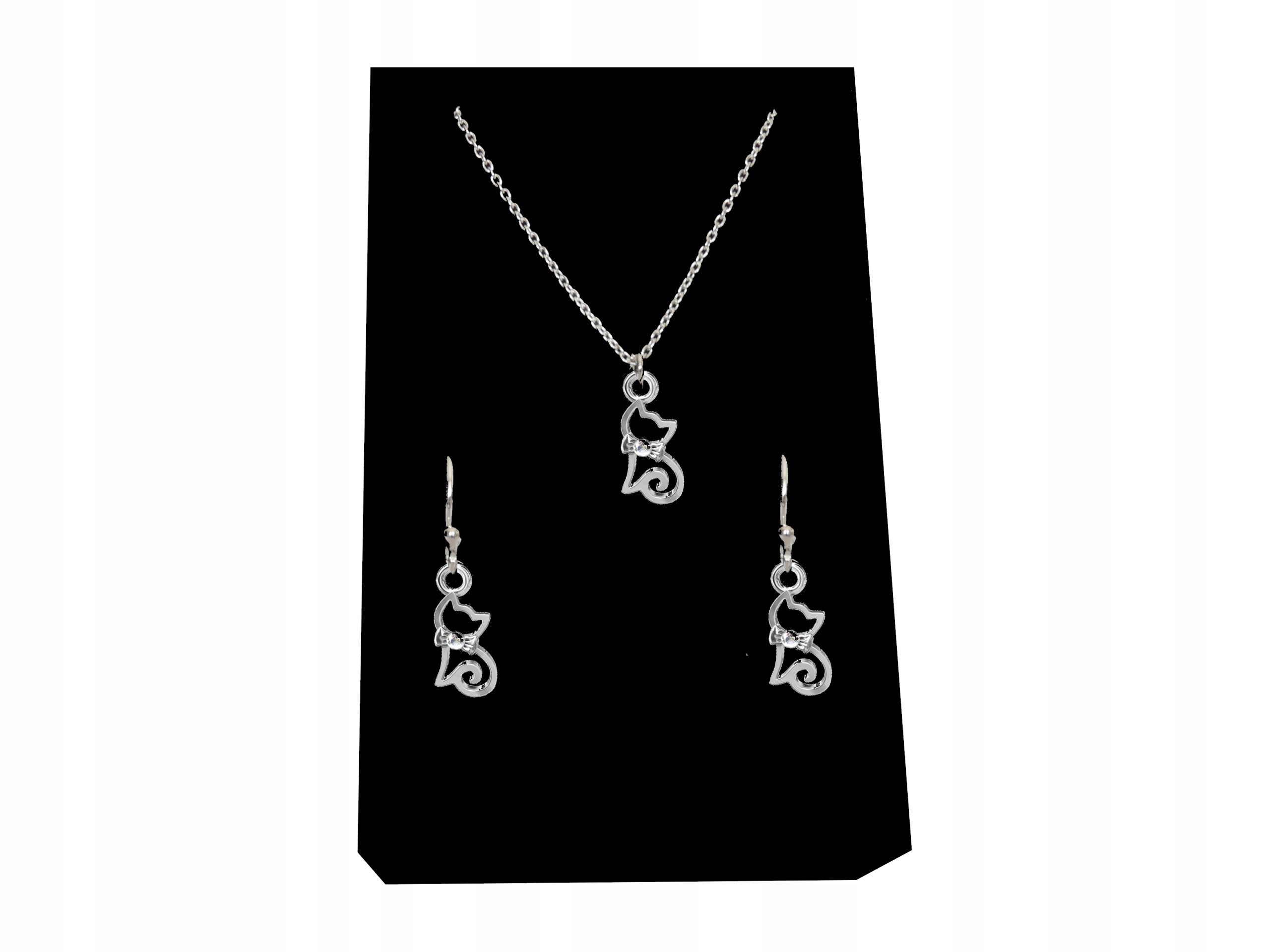 

Srebrny Komplet Kot Kotek Z Cyrkonią srebro 925