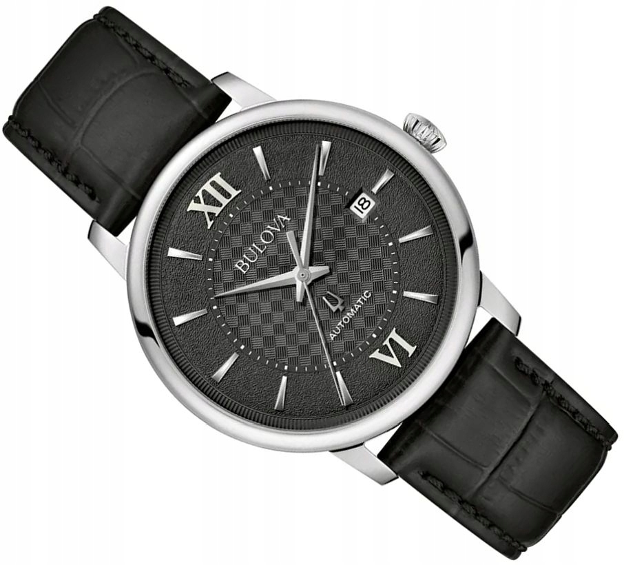 Klasická Pánské Hodinky Automat Bulova 96B441 Safírová Data Na Pásku Ø39 mm