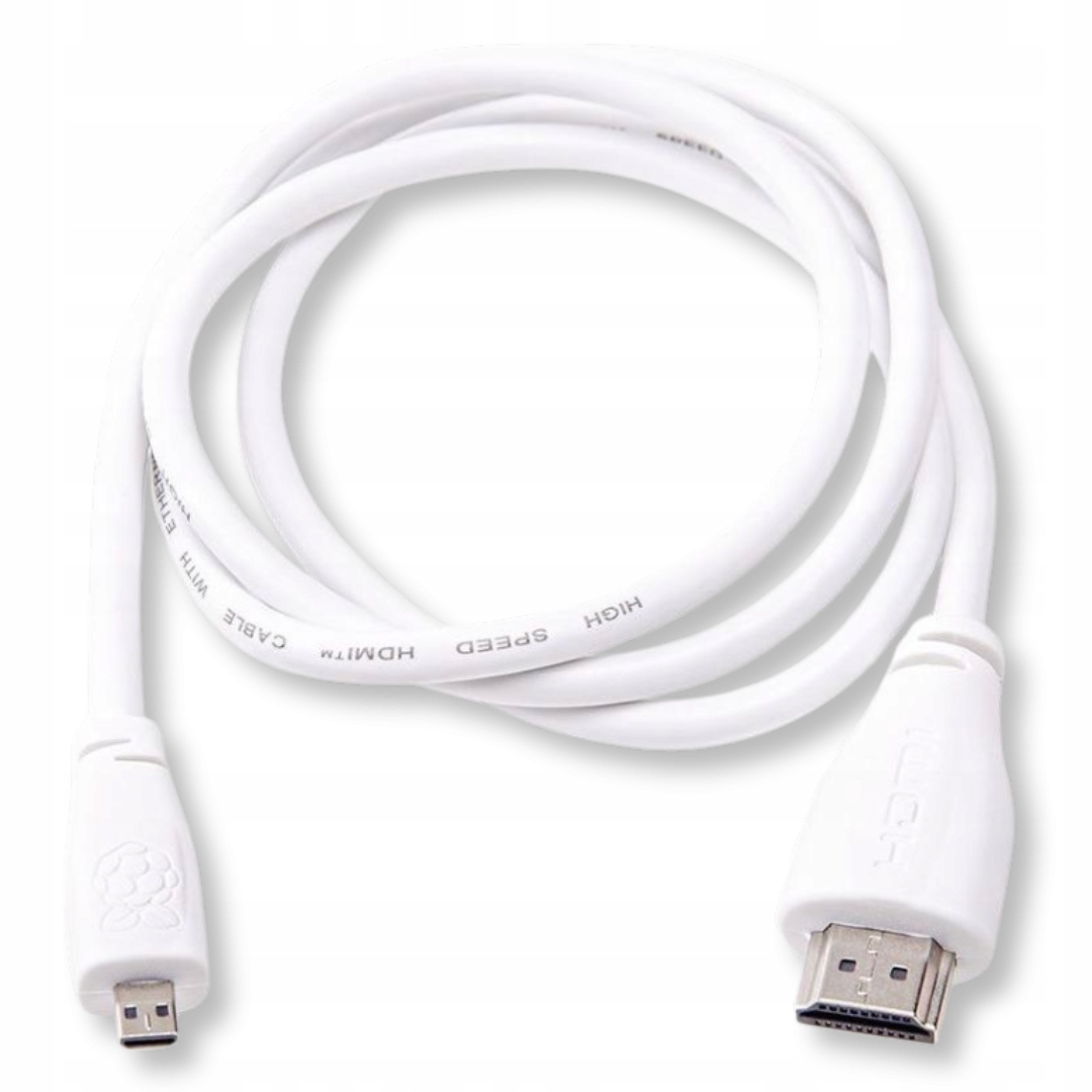 Kabel przewód microHDMI - HDMI 2.0 oryginalny biały 1m dla Raspberry Pi 4 5 Kod producenta T7689AX