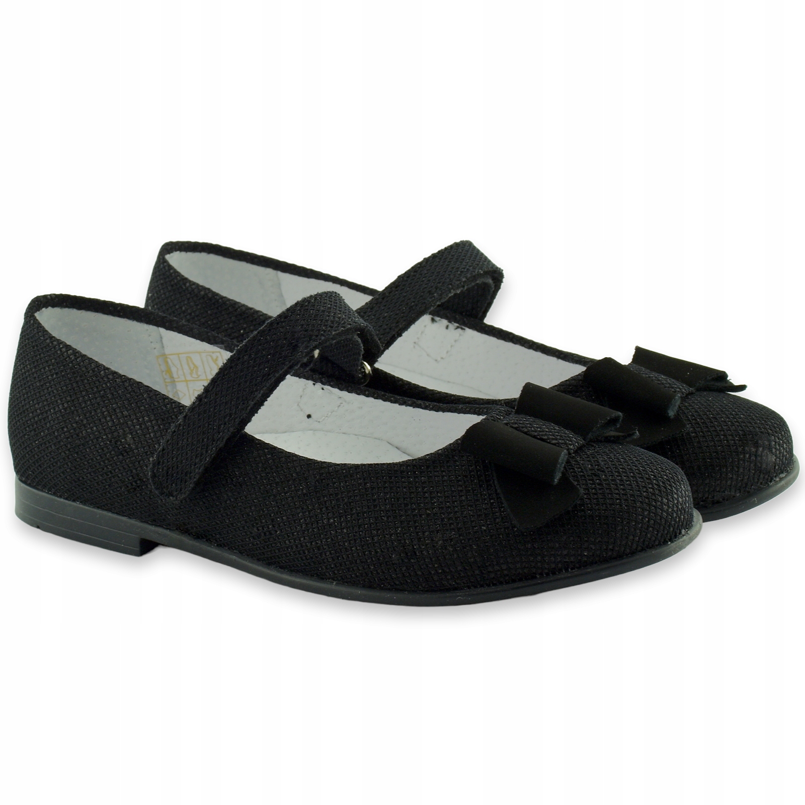 Czarne balerinki dla dziewczynki kokardka r.30