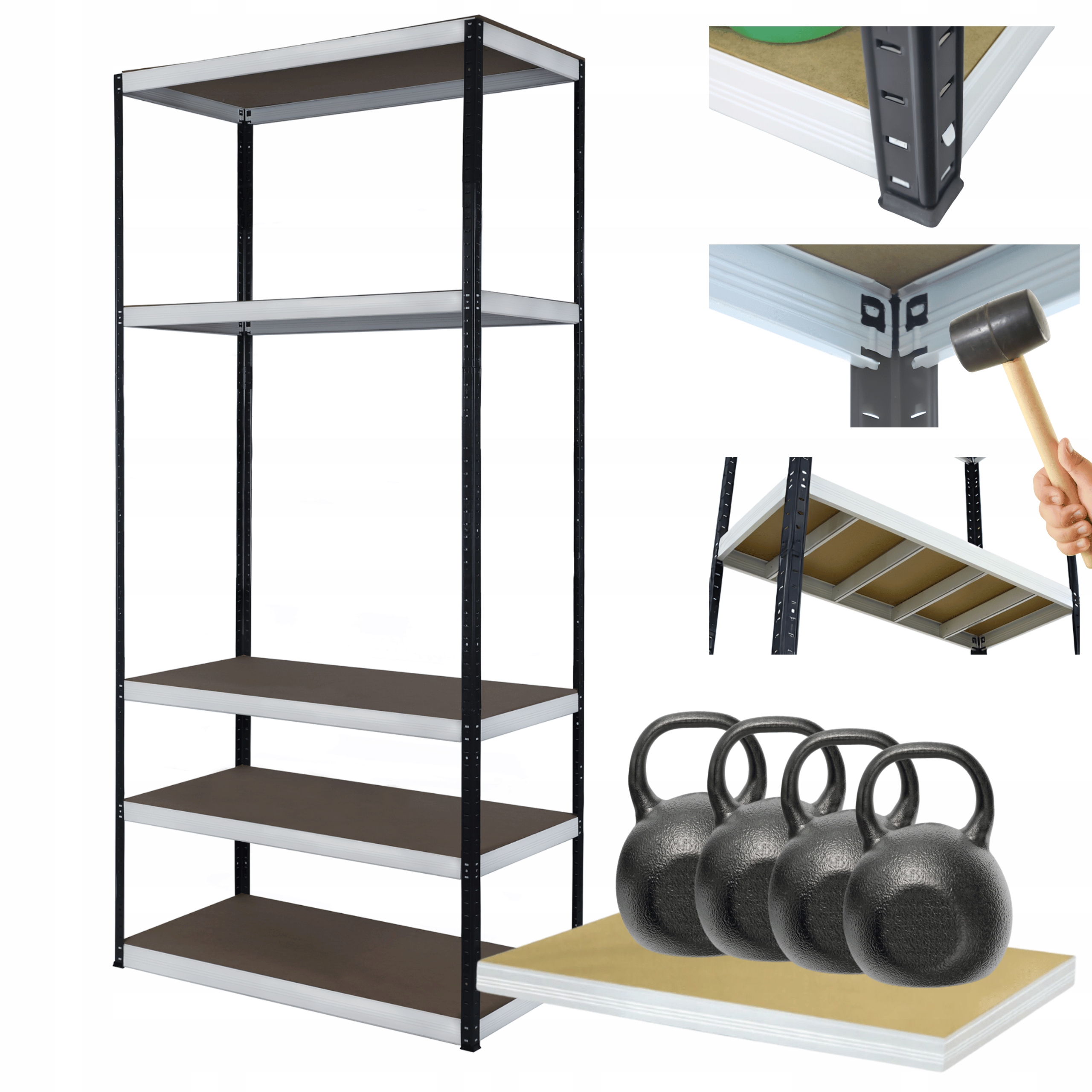 Kovový úložný regál Helios 180x120x60 cm 5Px400 kg, Trvanlivý