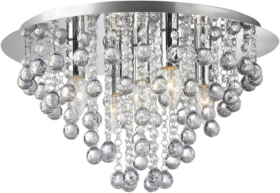

Lampa Sufitowa Kryształowa Plafon Glamour Srebrna