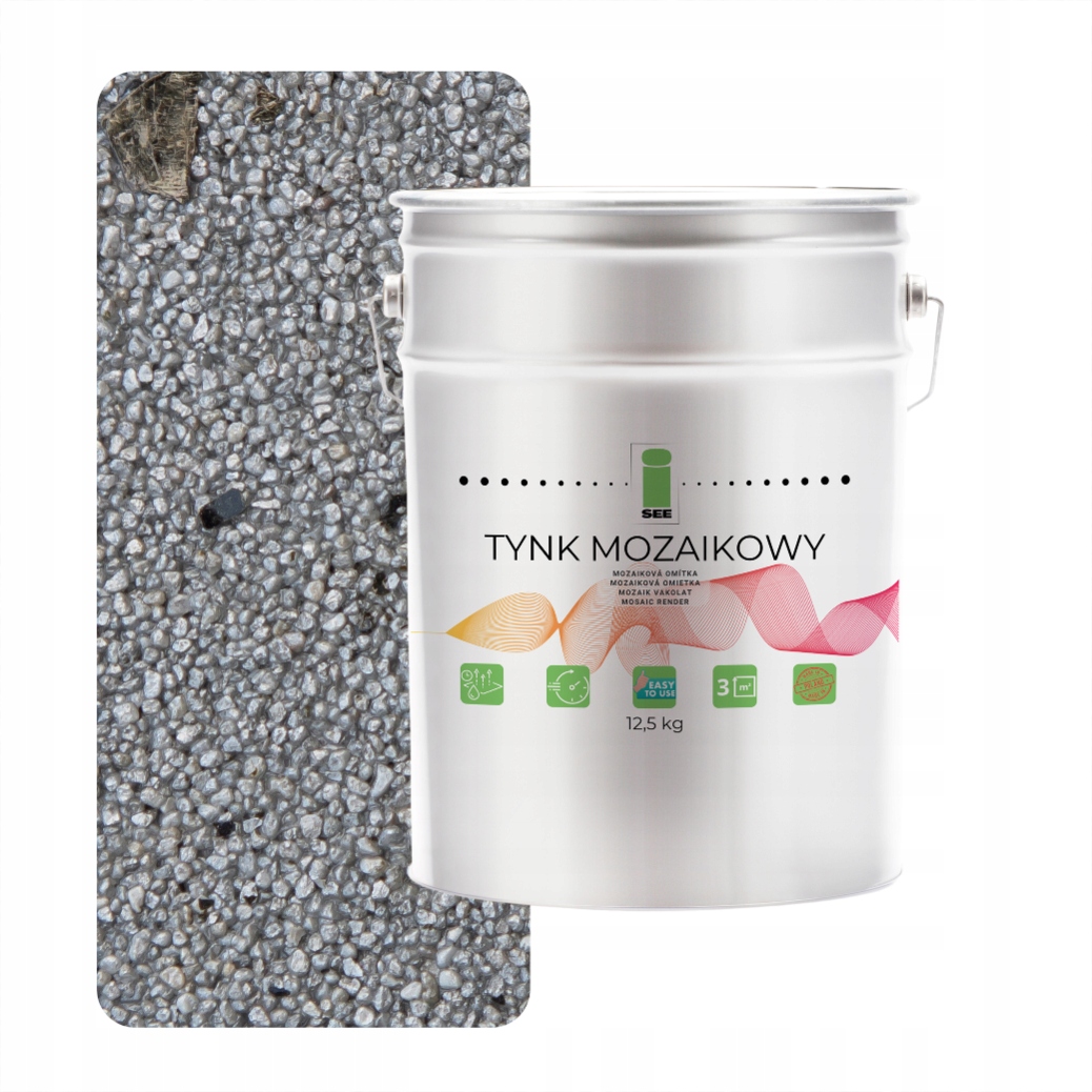 Mozaiková Omítka Stříbrná S Černou Mikou Třída 1 Marmolit 12,5 kg Mozaika