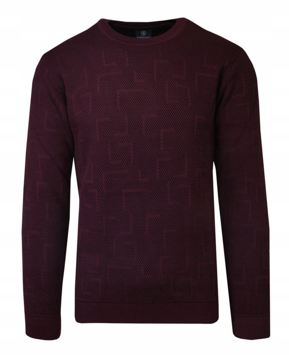 Bordowy Wełniany Sweter U-neck VIP STENDO 3XL