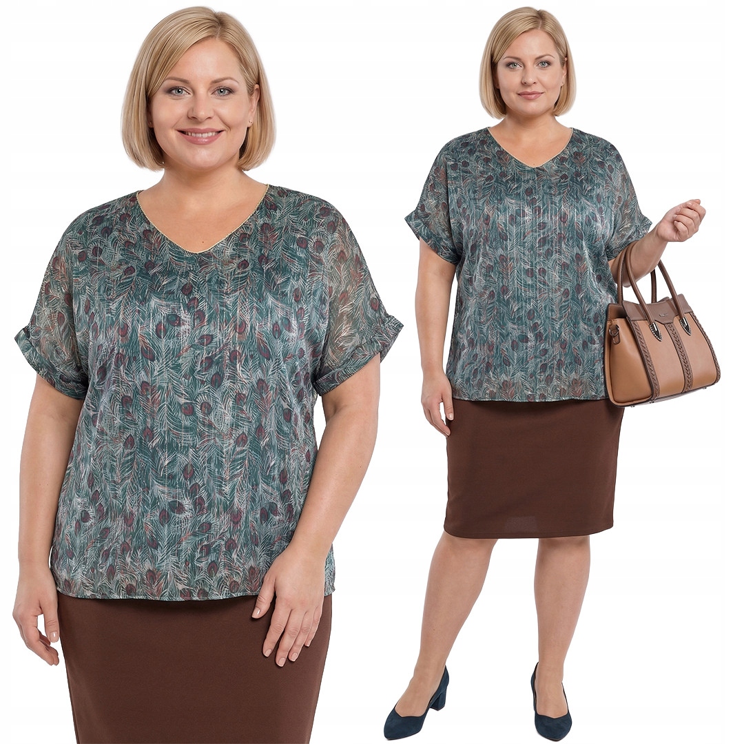 Zelená halenka s peřím plus size velikost 46/48