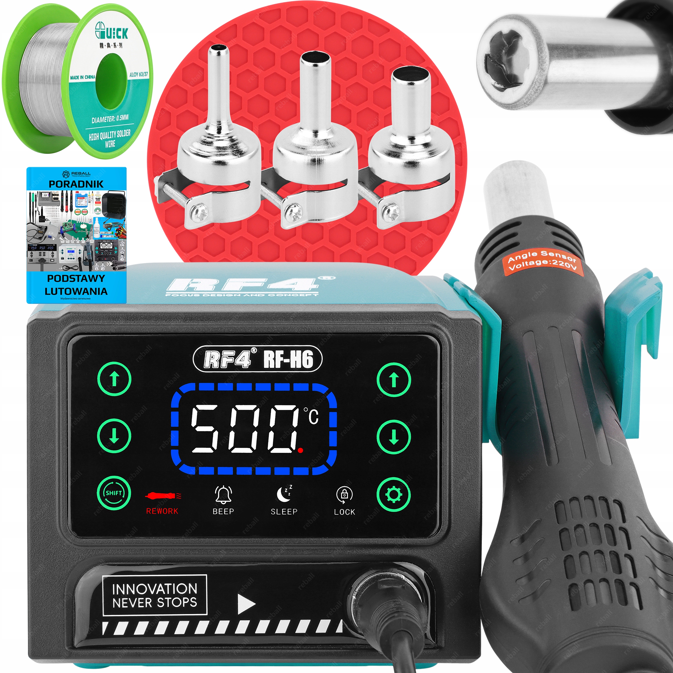 Pájecí Stanice Hot Air Pro Svařovač Plastů RF4 RF-H6 600W 500°C XLv1