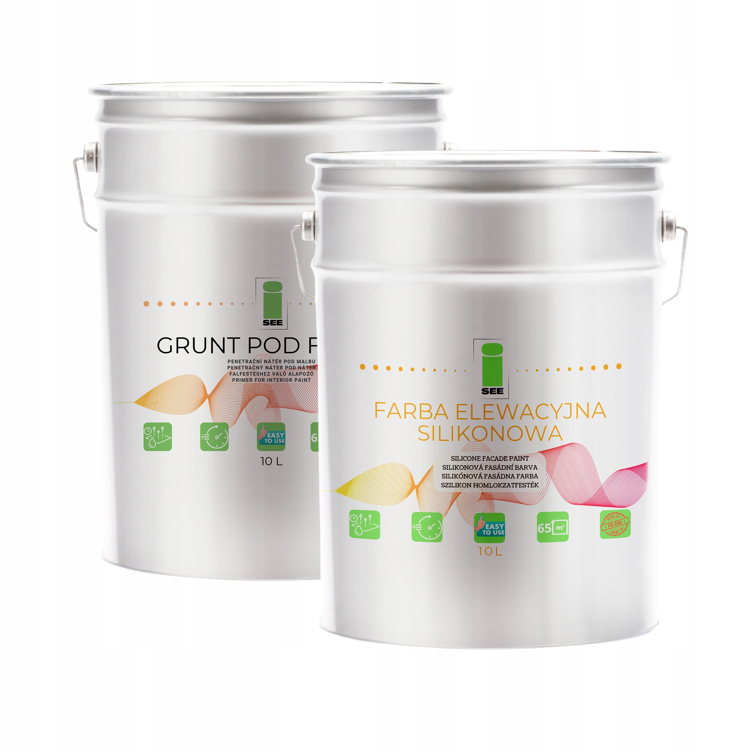 Fasádová Farba Silikónová Biela Základný Náter 10L Sada Na 50-60 m2