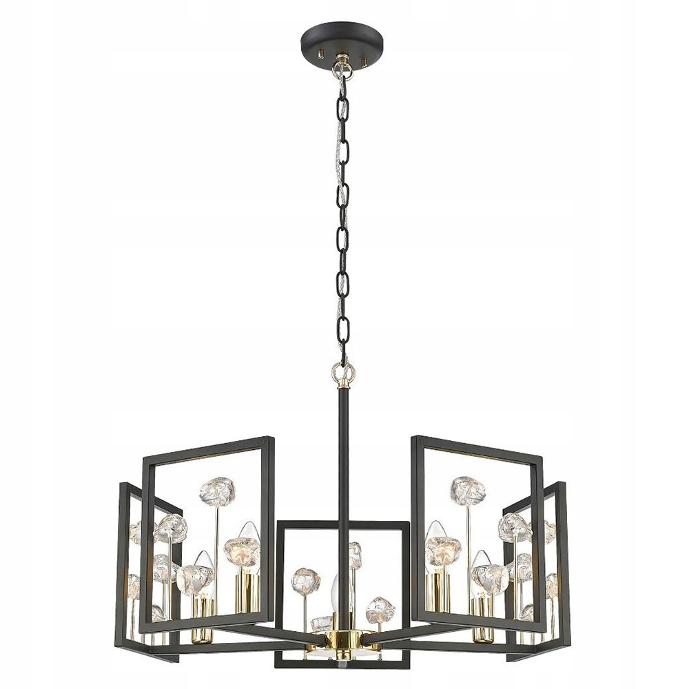 Veľká elegantná lampa s nepravidelnými kryštálmi v rámoch Caroline zlato čierna