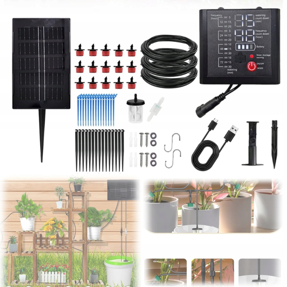 Solární Zavlažovací Systém Hadice 3X5 m S 15 Tryskami