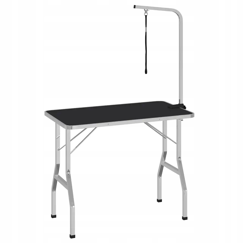 Černý skládací groomerský stůl 97 x 61 x 154,5 cm s nastavitelným ramenem