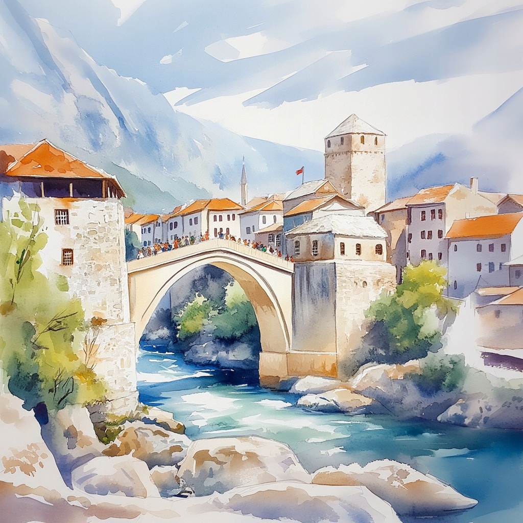 Obraz Na Plátně Balkán Bosna Mostar Město Most Turistika 80x80