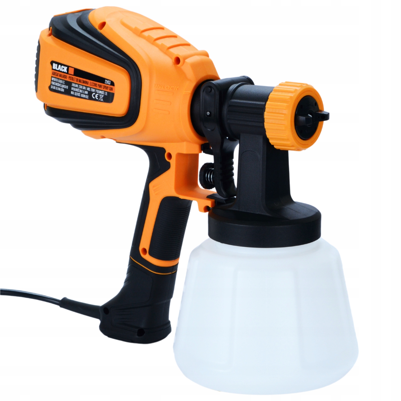 PISTOLET AGREGAT MALARSKI DO MALOWANIA ŚCIAN 700W 4 DYSZE DUŻY ZESTAW Marka Black