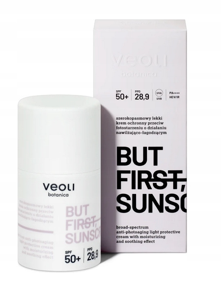 Veoli Botanica But First Sunscreen lekki krem ochronny Spf 50+