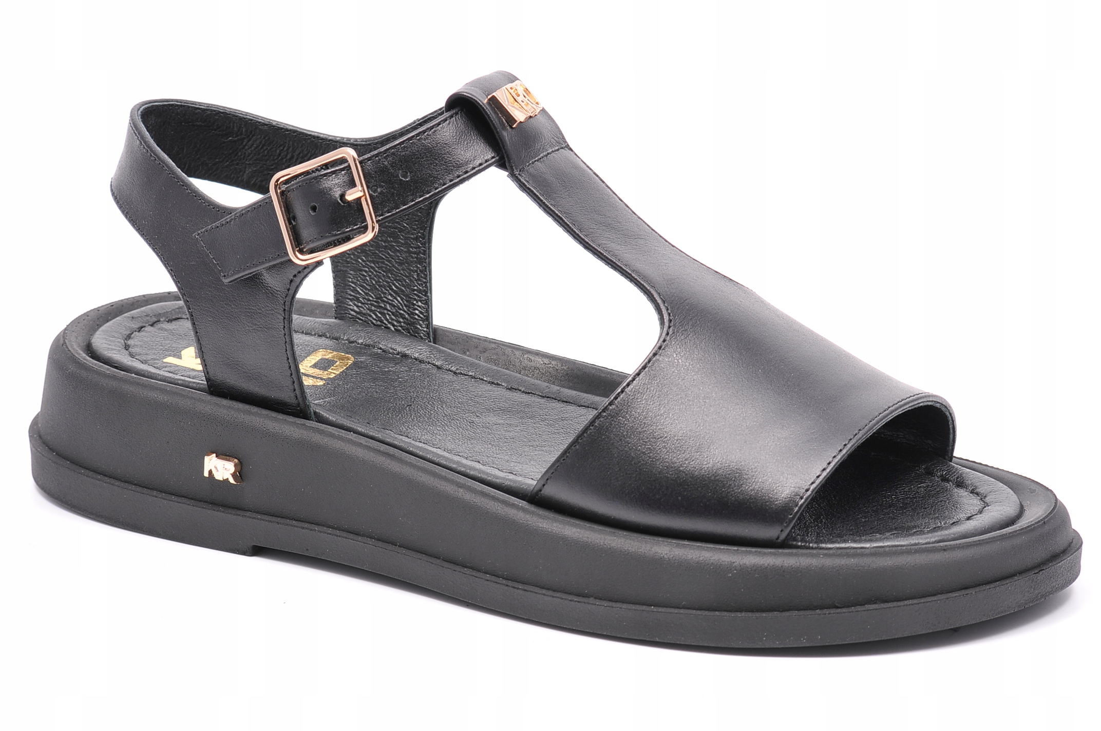 Karino 5123 Černé kožené sandály Velikost 39