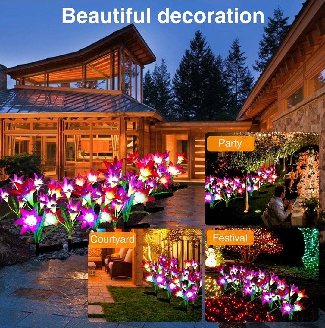 lampa solarna do ogrodu, kwiaty lilii EAN (GTIN) 768788416962