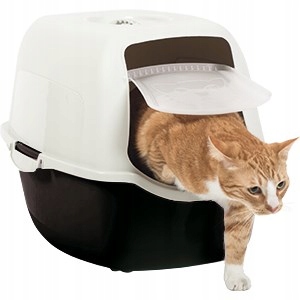 Levně Toaleta pro kočky s pohlcovačem uzavřená 40x56x39 Cm Béžovo-černá Rb