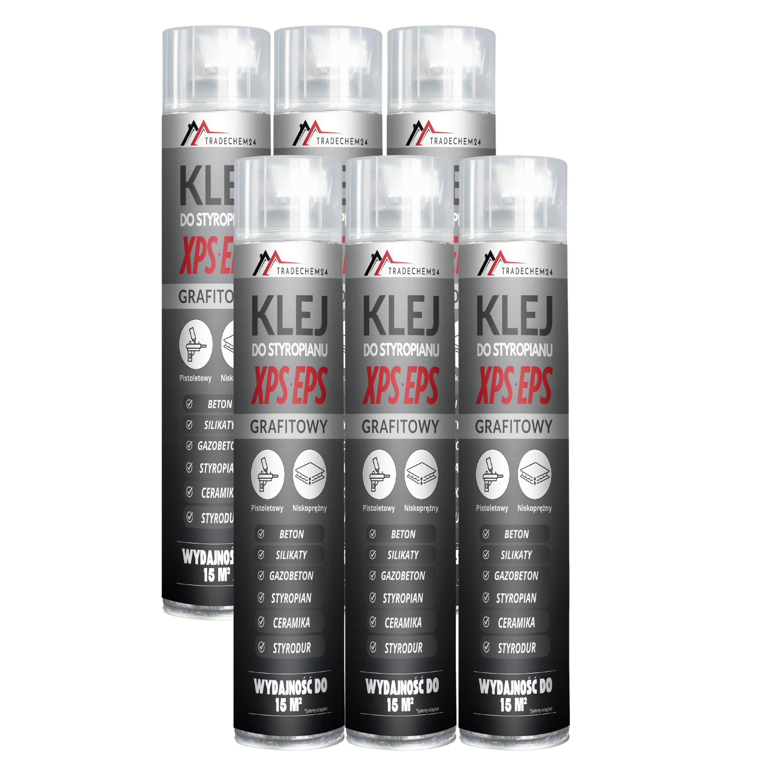 6 x Grafitové Lepidlo V Pěně Na Polystyren, Pěnové Lepidlo Na Pistoli