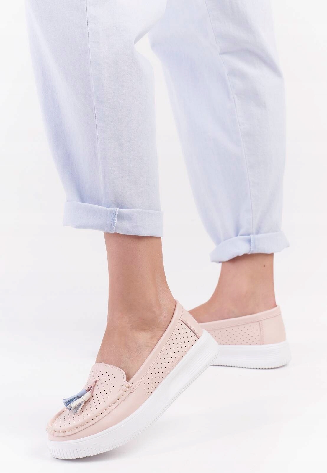 MOKASYNY DAMSKIE SERGIO LEONE SP015 RÓŻOWE PÓŁBUTY SKÓRA NATURALNA R 38 Oryginalne opakowanie producenta pudełko