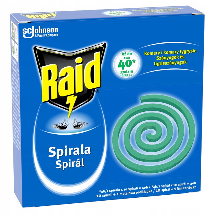 

Spirala Raid na owady latające 10x11,5g Na Komary